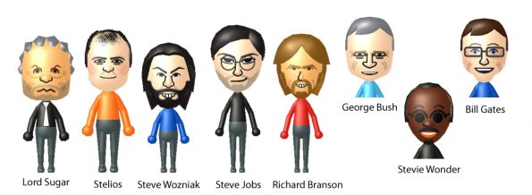 A series of Mii characters of famous people