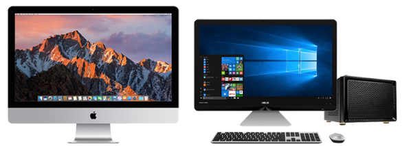 iMac and Windows 10 PC side by side