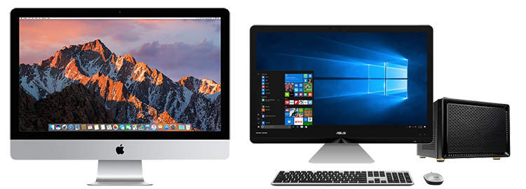 iMac and Windows 10 PC side by side