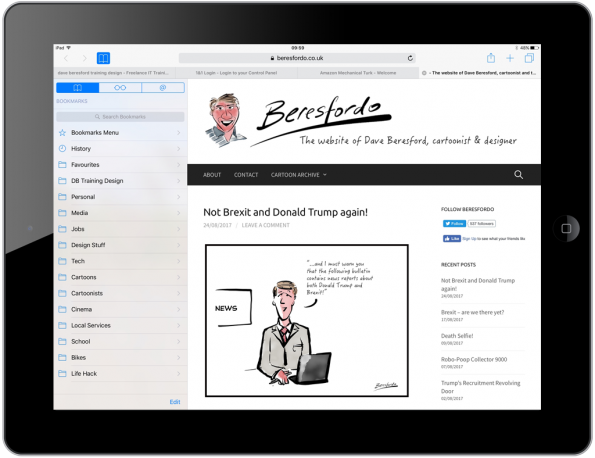 Beresfordo.com on an iPad