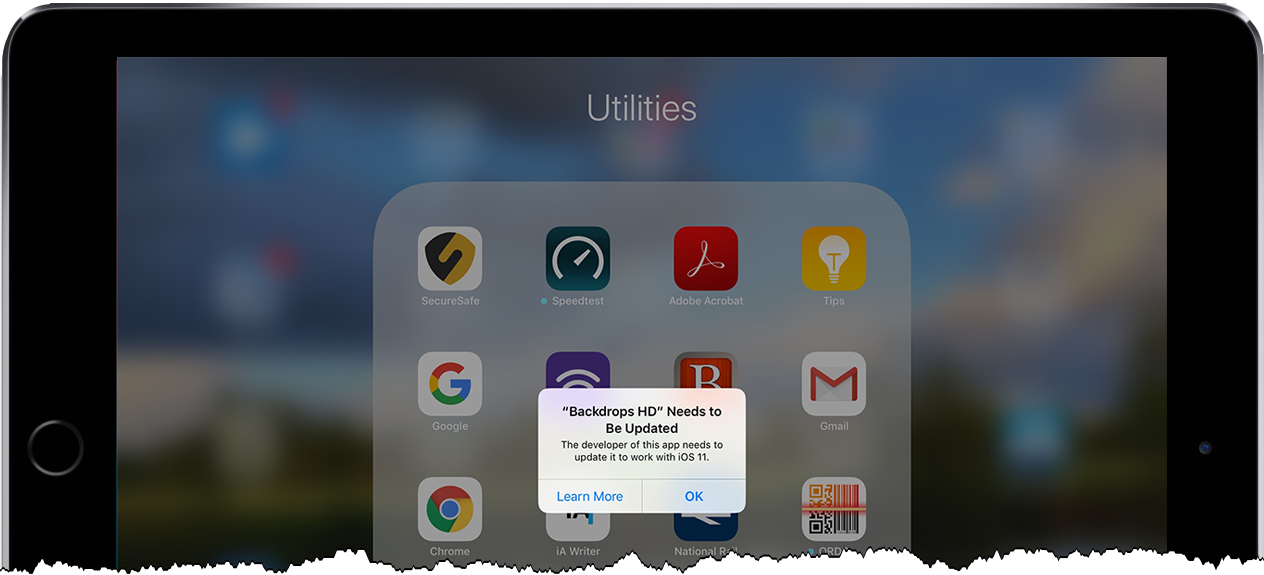 Screenshot of an App that doesn't run on iOS11