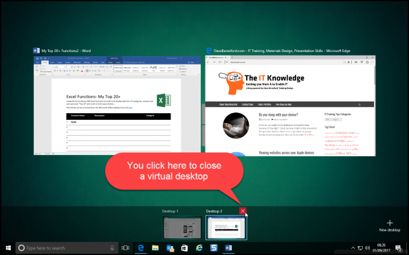 A screenshot of closing a virtual desktop