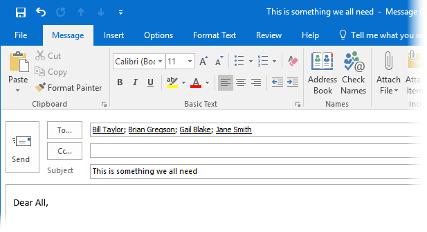 Screenshot showing a team mail