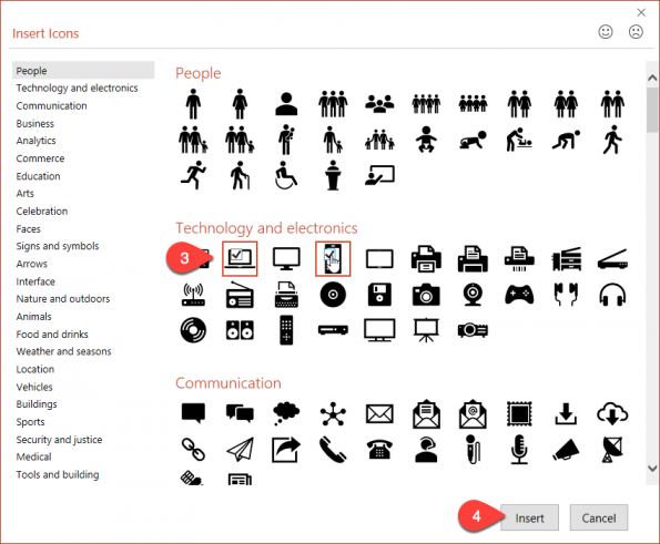Screenshot showing icons being selected