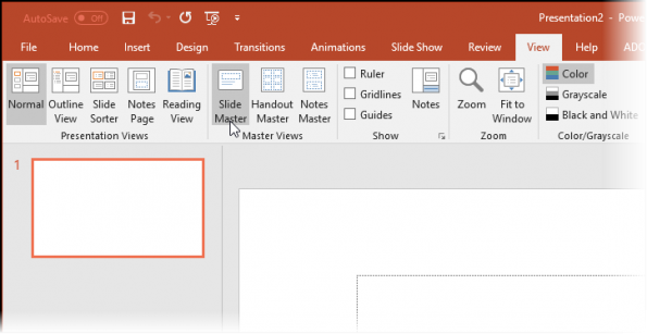 Screenshot - going to the Slide Master in PowerPoint