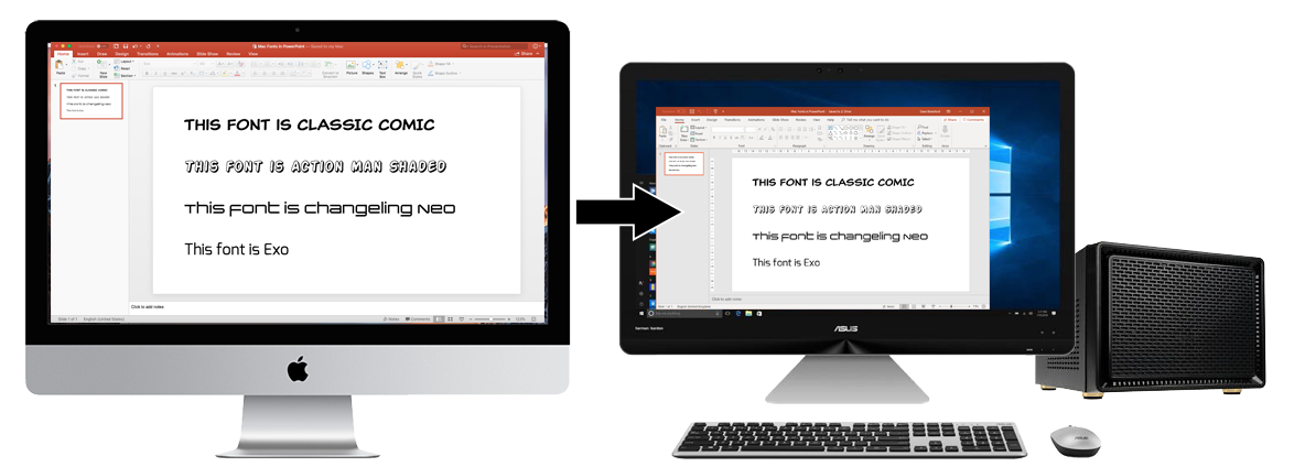 Mac fonts in PowerPoint showing up in Windows 