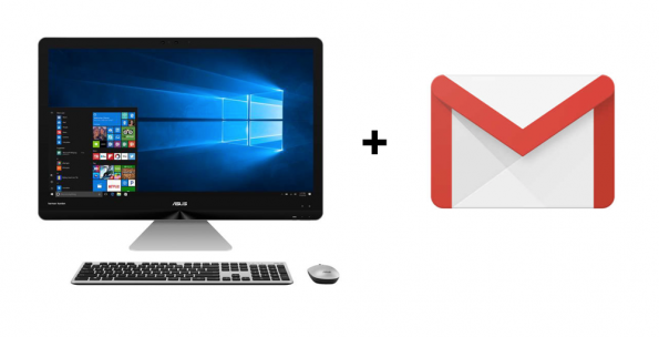 Windows 10 PC plus Gmail icon