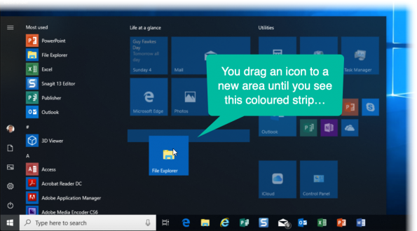 creating a group for the start menu