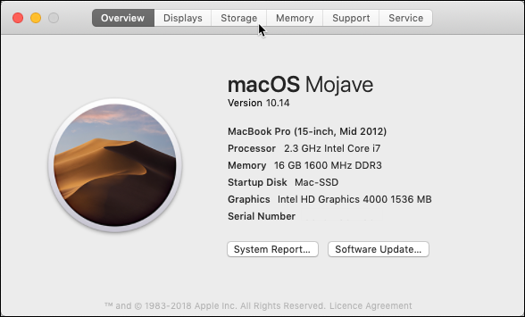 About this Mac screenshot