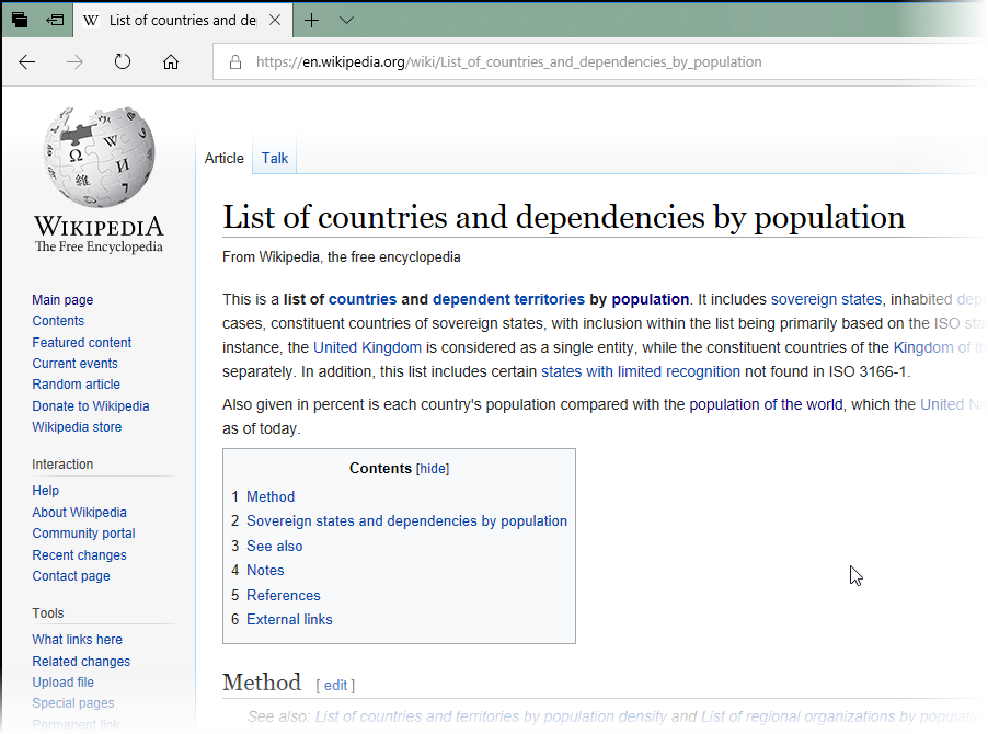 Web page example - wikipedia page