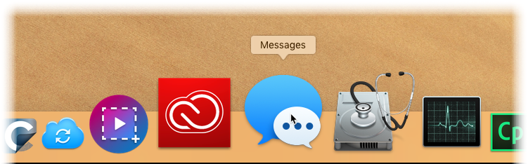 Clicking on Messages in the Dock on a Mac